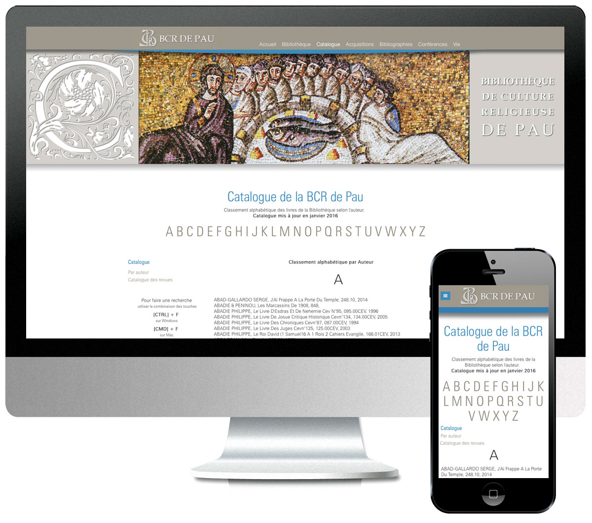 Site internet de la Bibliothèque de Culture Religieuse de Pau - scom communication
